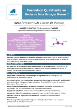 DATA MANAGER Niveau I