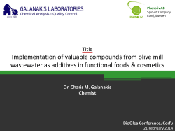 Implementation of valuable compounds from olive - Bio