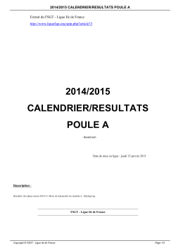 2014/2015 calendrier/resultats poule a