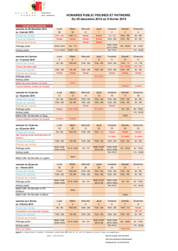 Horaire public - piscines et patinoires d&egrave;s le 29