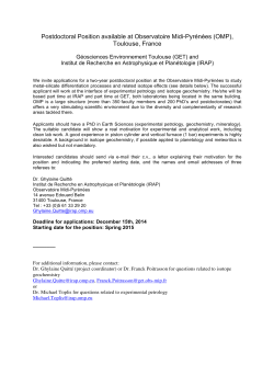 Postdoctoral Position available at Observatoire Midi