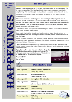 Happenings Tuesday August 5th 2014