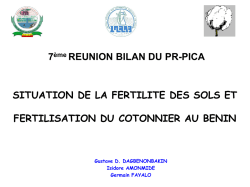 fertilisation du cotonnier - PR-PICA:Programme R&eacute;gional de