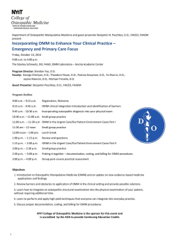 Incorporating OMM to Enhance Your Clinical Practice &ndash; Emergency