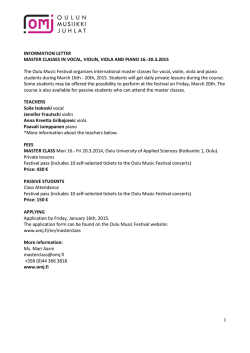 INFORMATION LETTER MASTER CLASSES IN VOCAL, VIOLIN