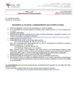 Documentazione per rilascio o rinnovo patenti di guida