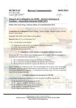 HCBE/SAC Bureau Communautaire 30/01/2014