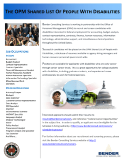 The OPM Shared List Of People With Disabilities JOB OCCUPATIONS
