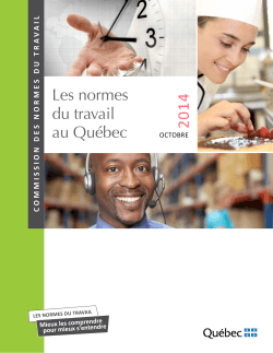 Les normes du travail au Québec, octobre 2014