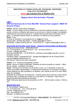 DIPLÔMES ET FORMATIONS DE TOURISME PROPOSÉS PAR