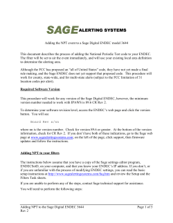 Adding NPT to the Sage Digital ENDEC 3644 Page 1 of 3 Rev 2