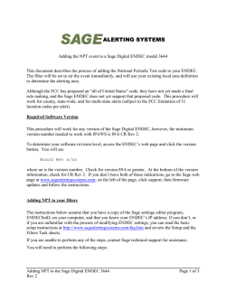 Adding NPT to the Sage Digital ENDEC 3644 Page 1 of 3 Rev 2