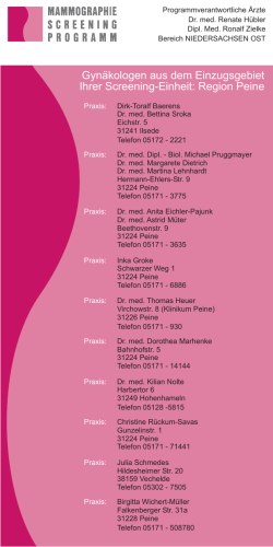 Gyn&auml;kologen aus dem Einzugsgebiet Ihrer Screening
