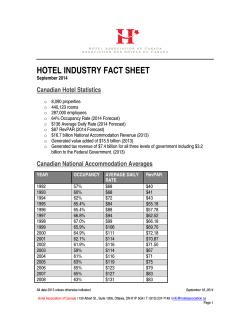 HOTEL INDUSTRY FACT SHEET - Hotel Association of Canada