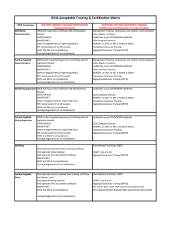 Diver Training Allowance Matrix - November 2014