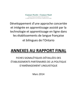 Annexes au rapport final - Contact North | Contact Nord