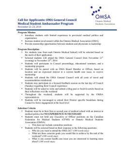 OMA General Council Medical Student Ambassador Program