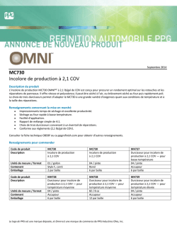 MC730 Incolore de production &agrave; 2,1 COV