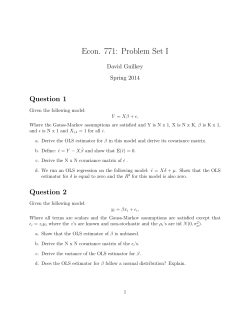 Econ. 771: Problem Set I