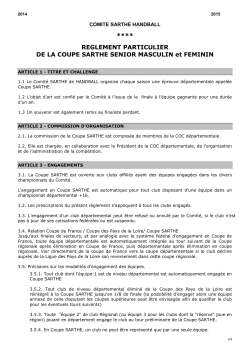 Reglements Coupe Sarthe Seniors 2014-2015