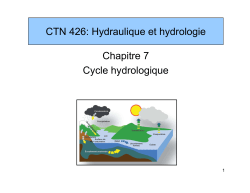 Chapitre 7 Cycle hydrologique CTN 426: Hydraulique et hydrologie