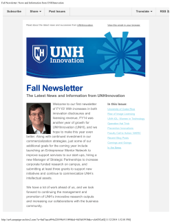 Fall Newsletter: News and Information from UNHInnovation