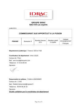 GROUPE IDRAC BAC+4/5 Les experts COMMISSARIAT AUX