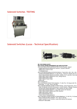 Solenoid Switches TESTING Solenoid Switches (Lucas