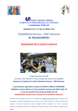 Calzedonia Verona – CMC Ravenna AL PALAOLIMPIA!