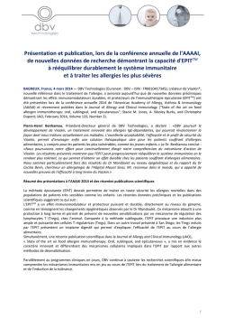 Présentation et publication, lors de la conférence annuelle de l