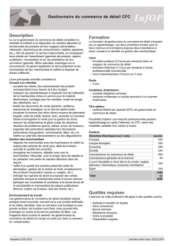 Fiche de gestionnaire du commerce de d&eacute;tail