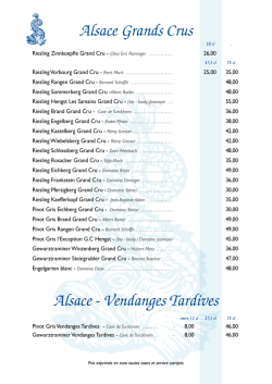 Alsace Grands Crus Alsace - Vendanges Tardives