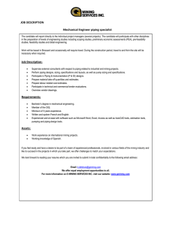 JOB DESCRIPTION Mechanical Engineer piping specialist Job