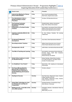 Primary School Administrators Strand - Programme