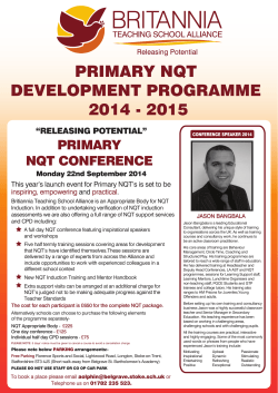 NQT Programme Flyer 2014-15 - Britannia Teaching School Alliance