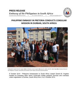 PRESS RELEASE - Philippine Embassy Pretoria, South Africa