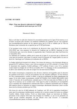 lettre ouverte - Comité de Quartier de Caudéran