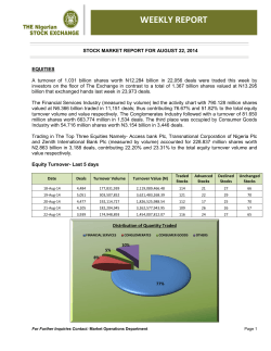Weekly Market Report for the Week Ended 22-08-2014
