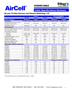 AirCell® Plenum and Plenum Radiating Specification Summary Sheet