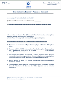 Inscription En Premi&egrave;re Ann&eacute;e de Doctorat