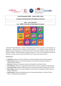 Ecole Thématique CNRS - Action COST IC1205 « Analyses