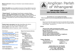 26th October 2014 20th Sunday after Pentecost