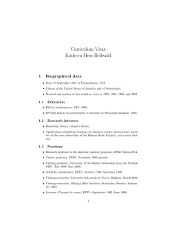 Curriculum Vitae Kathryn Hess Bellwald - GR-HE