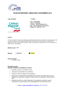 FICHE ENTREPRISE JOBDATING 6 NOVEMBRE 2014