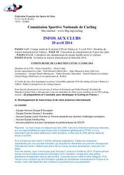 INFOS AUX CLUBS 20 avril 2014 - Fédération Française des Sports
