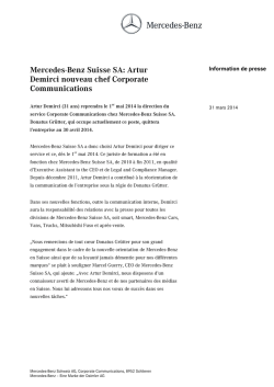 Mercedes-Benz Suisse SA: Artur Demirci nouveau chef Corporate