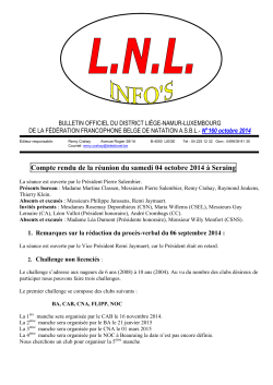 Compte rendu de la réunion du samedi 04 octobre 2014 à