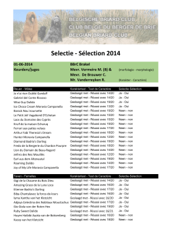 Selectie - Sélection 2014