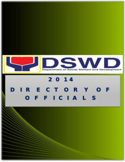 2014 DIRECTORY OF OFFICIALS - DSWD Field Office CAR Official
