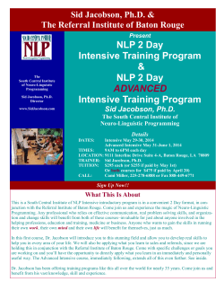 NLP Intensive Introductory Training Program